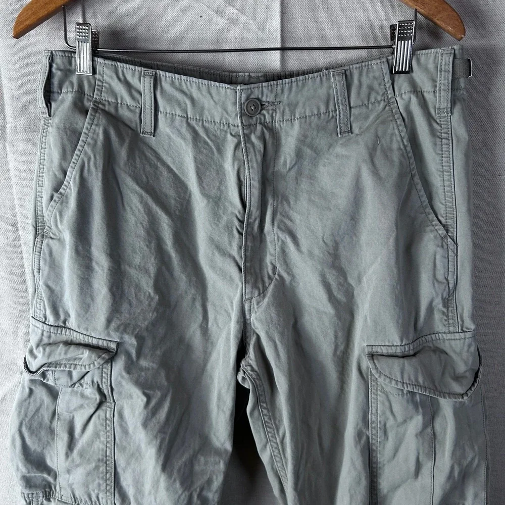 Levis XX Cargo Baggy Pants Mens 33x32 Grey Olive‎ Drab Cotton Utility Trousers